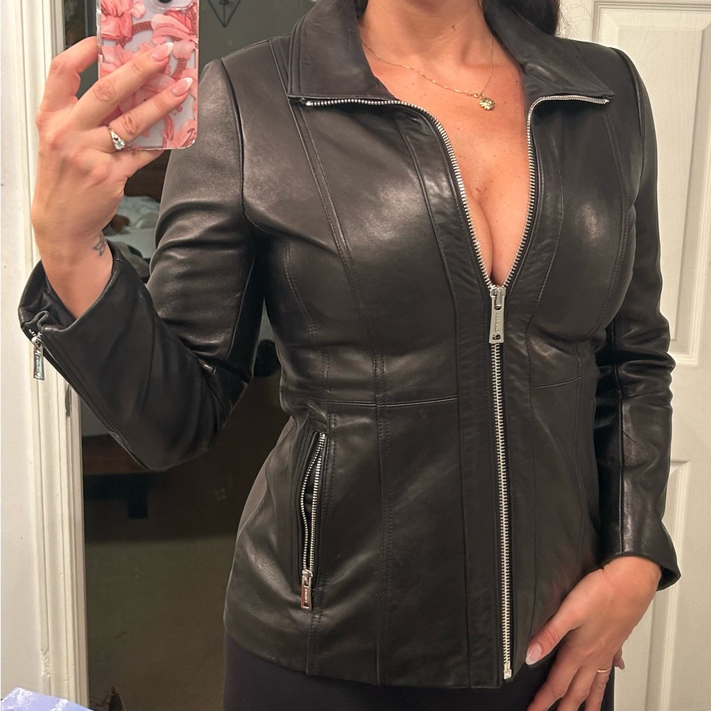 Calvin Klein Medium Leather Jacket New